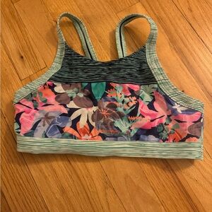 Athleta Kids Swim Bikini Top - Floral and Striped 14/XL